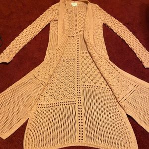 Small Hippie Rose Boho Pink Long Cardigan